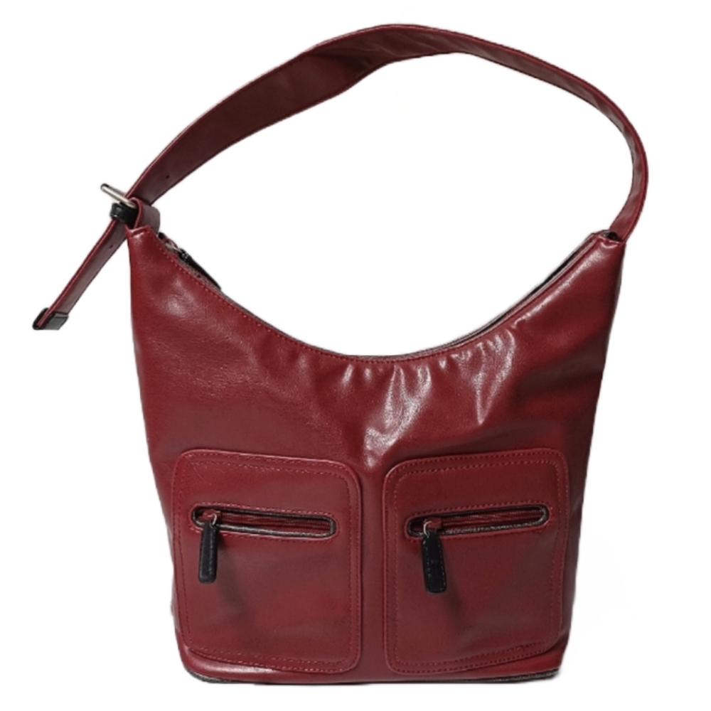 TOMMY HILFIGER FAUX LEATHER SHOULDER BAG